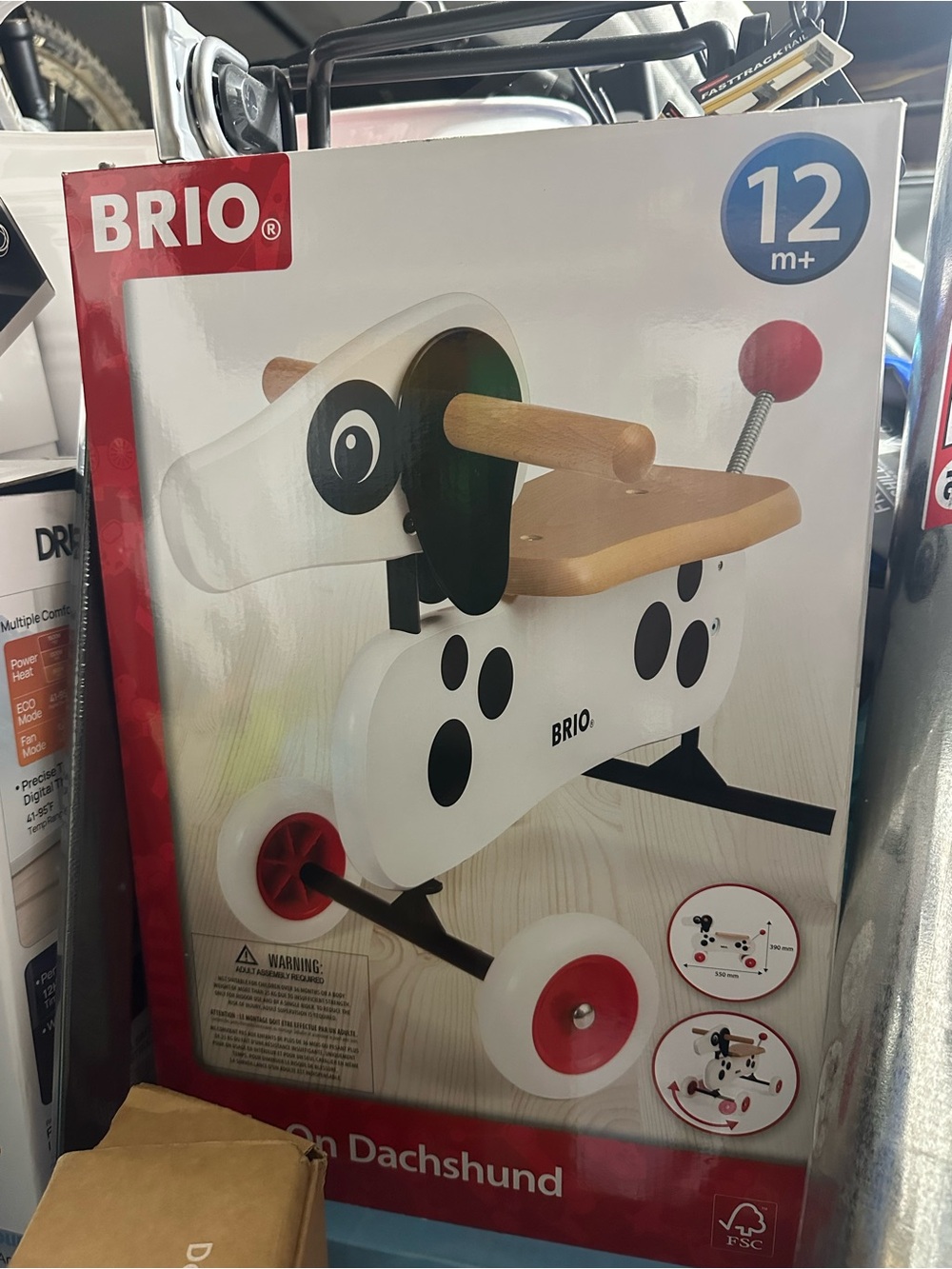 White and Red Ride-On Dachshund Toy for Kids